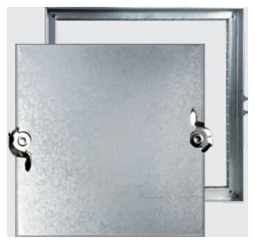Duct access door with self-tightening camlocks and separate frame.